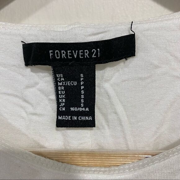 Forever 21 bodysuit white shoulder pads size small button snap - Picture 6 of 8